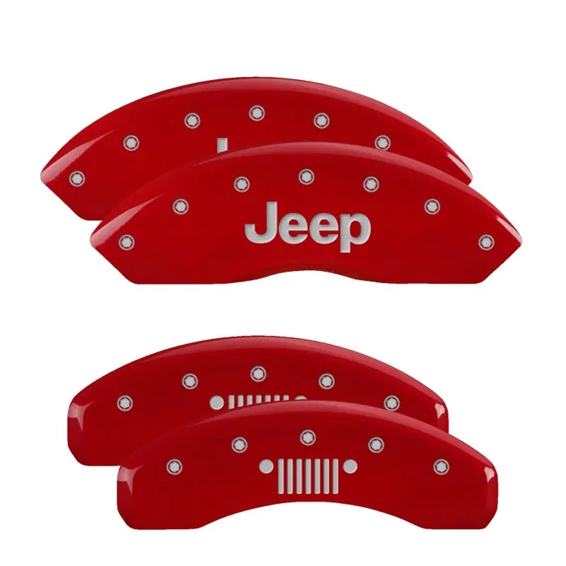 Mgp 4 Caliper Covers Engraved Front Jeep Rear Grill Logo Red Finish Silver Char 2019 Jeep Wrangler 1