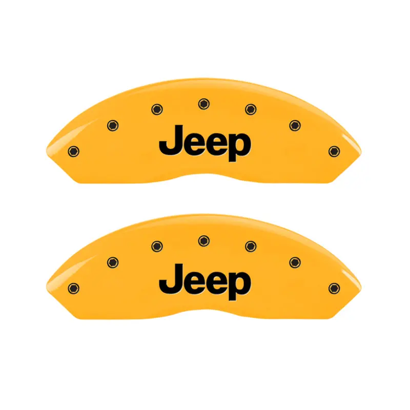 Mgp 4 Caliper Covers Engraved Front & Rear Jeep Yellow Finish Black Ch 1