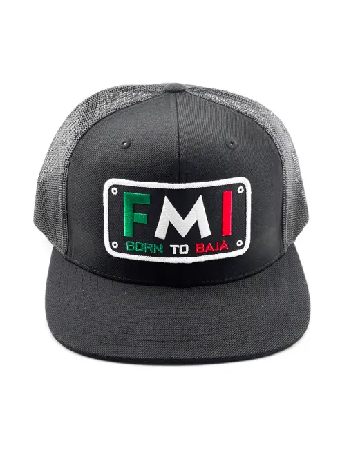 Born To Baja Hat - Flat Bill Snap Back Trucker Hat, (Richardson 511) 1