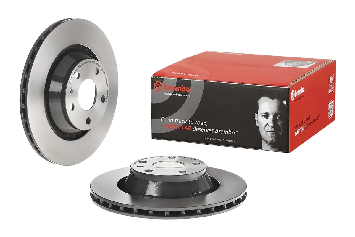 Brembo Uv-Coated Brake Rotors – Drilled & Slotted, Corrosion-Resistant Finish (09.9768.11) 1