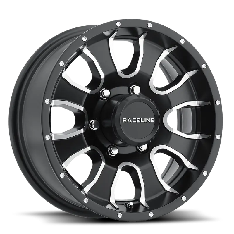 Raceline 860M Mamba 15X6in / 5X127 Bp / 0Mm Offset / 3.19Mm Bore - Black & Machined Wheel 1