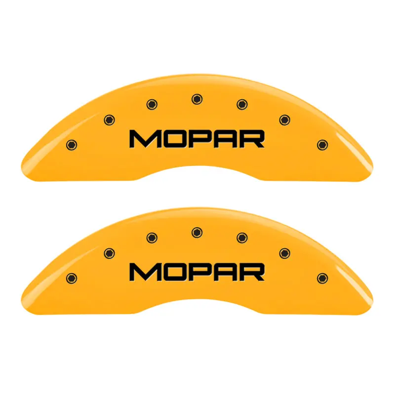 Mgp 4 Caliper Covers Engraved Front & Rear Mopar Yellow Finish Black Ch 1