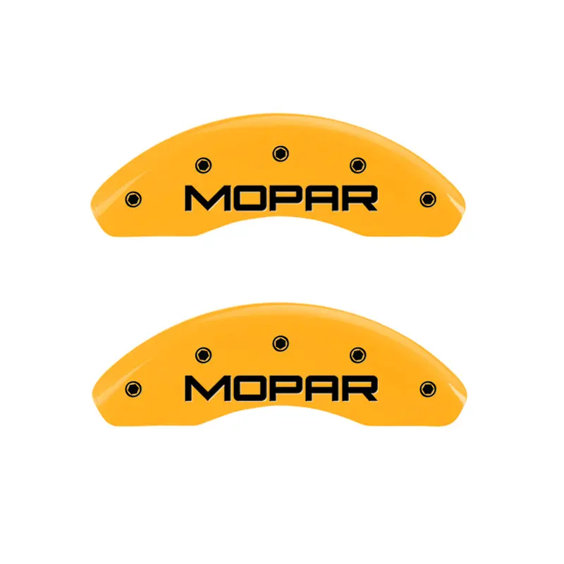 Mgp 4 Caliper Covers Engraved Front & Rear Mopar Yellow Finish Black Ch 1