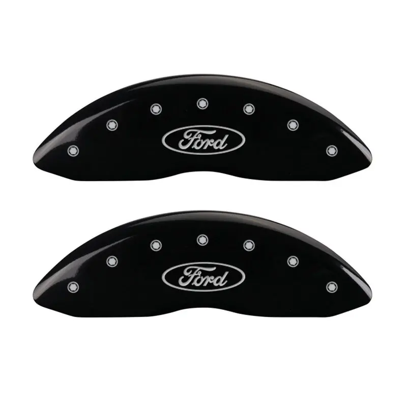Mgp 4 Caliper Covers Engraved Front & Rear Oval Logo/Ford Black Finish Silver Ch 1