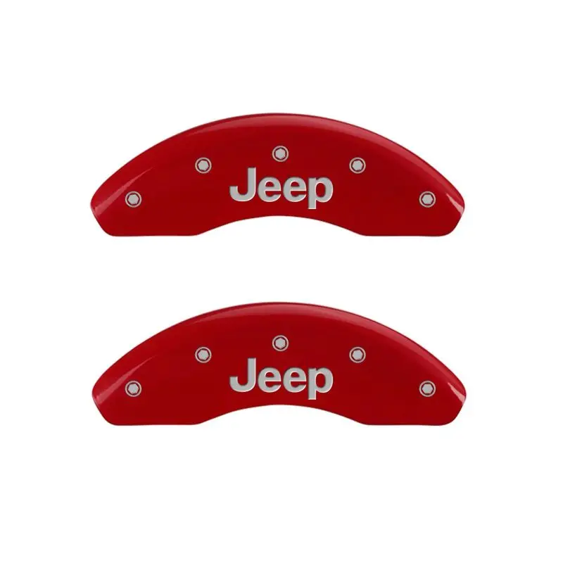 Mgp 4 Caliper Covers Engraved Front & Rear Jeep Red Finish Silver Ch 1