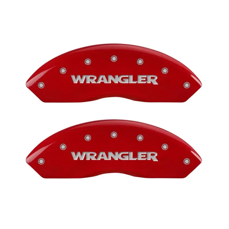 Mgp 4 Caliper Covers Engraved Front & Rear Wrangler Red Finish Silver Ch 1