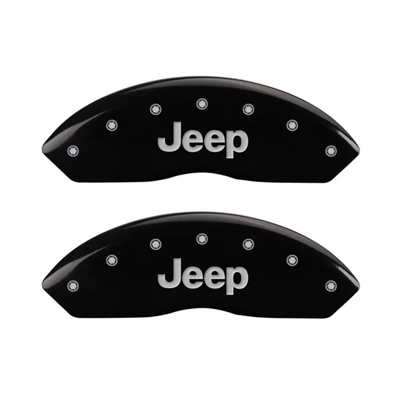 Mgp Front Set 2 Caliper Covers Engraved Front Jeep Black Finish Silver Ch 1
