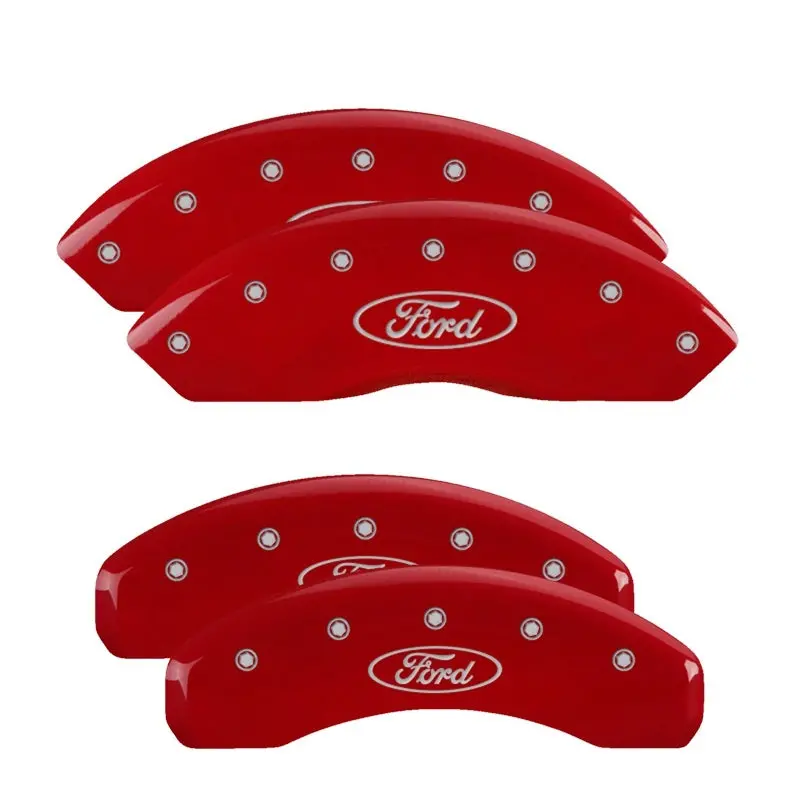 Mgp 4 Caliper Covers Engraved Front & Rear Oval Logo/Ford Red Finish Silver Char 2019 Ford Ranger 1