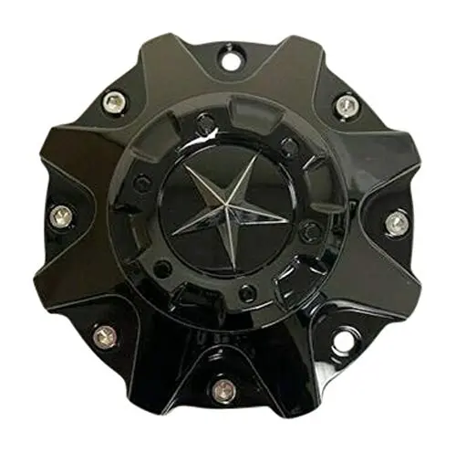 Dfd Wheels Er038 Gloss Black With Chrome Star Wheel Center Cap Texas Lone Star 1