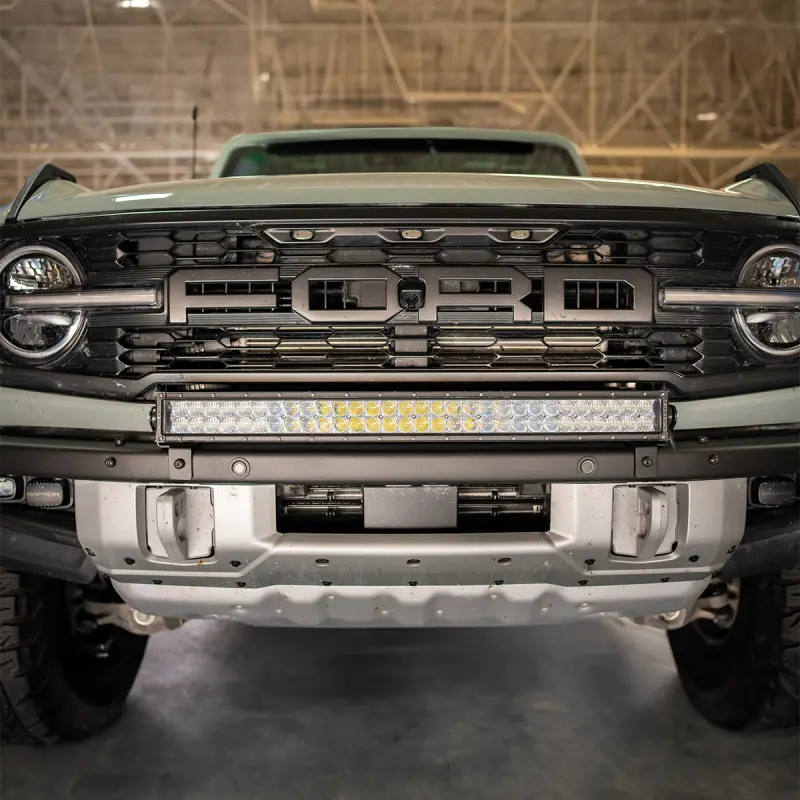 Cali Raised 2021+ Ford Raptor Bumper Light Bar Mounting Kit - 5D Optic Osram 32In Dualrow Bar Spot 1
