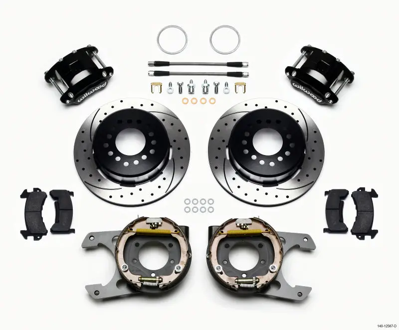 Wilwood D154 P/S Park Brake Kit Drilled Jeep Dana 35 2.56 Off 5-Lug W/ Lines 1