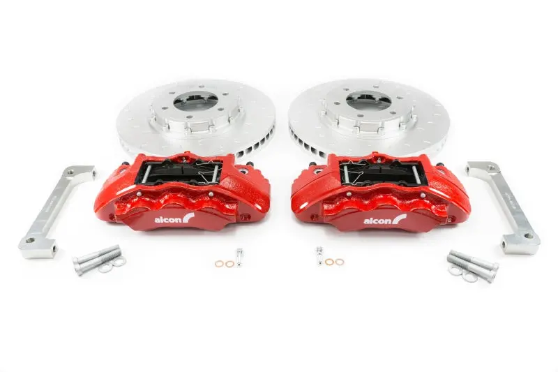 Alcon 2019+ Ford Ranger/2020+ Bronco 2.3L 350X34mm Rotors 6-Piston Calipers Front Brake Kit - Red 1