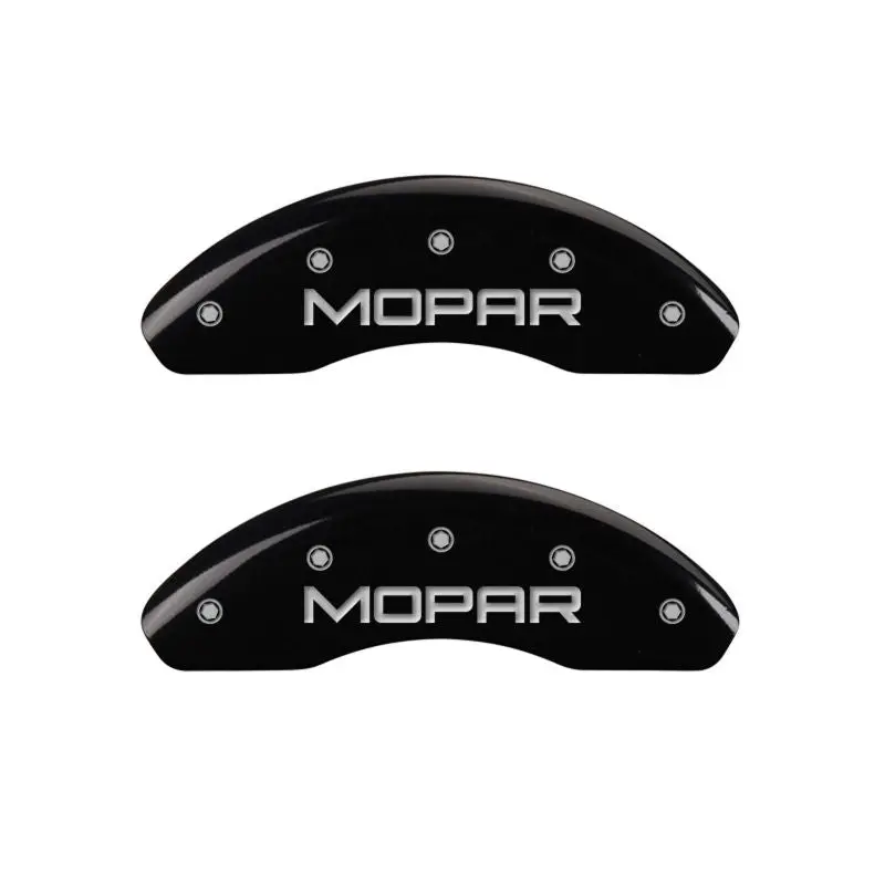 Mgp 4 Caliper Covers Engraved Front & Rear Mopar Black Finish Silver Ch 1