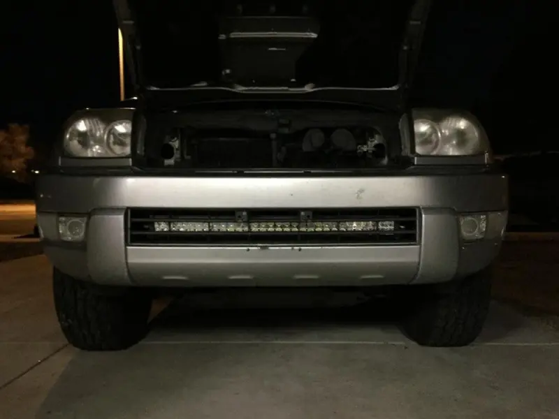 Cali Raised 03-09 Toyota 4Runner 32In Lower Bumper Hidden Led Light Bar Brackets Kit -Amber - Tall 1