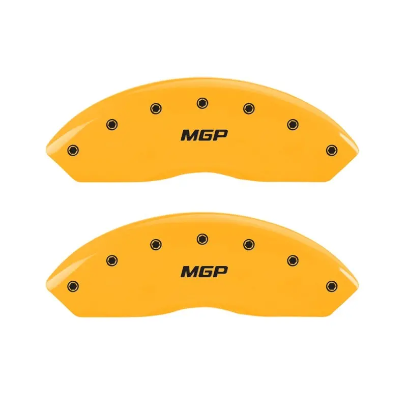 Mgp Front Set 2 Caliper Covers Engraved Front Mgp Yellow Finish Black Ch 1