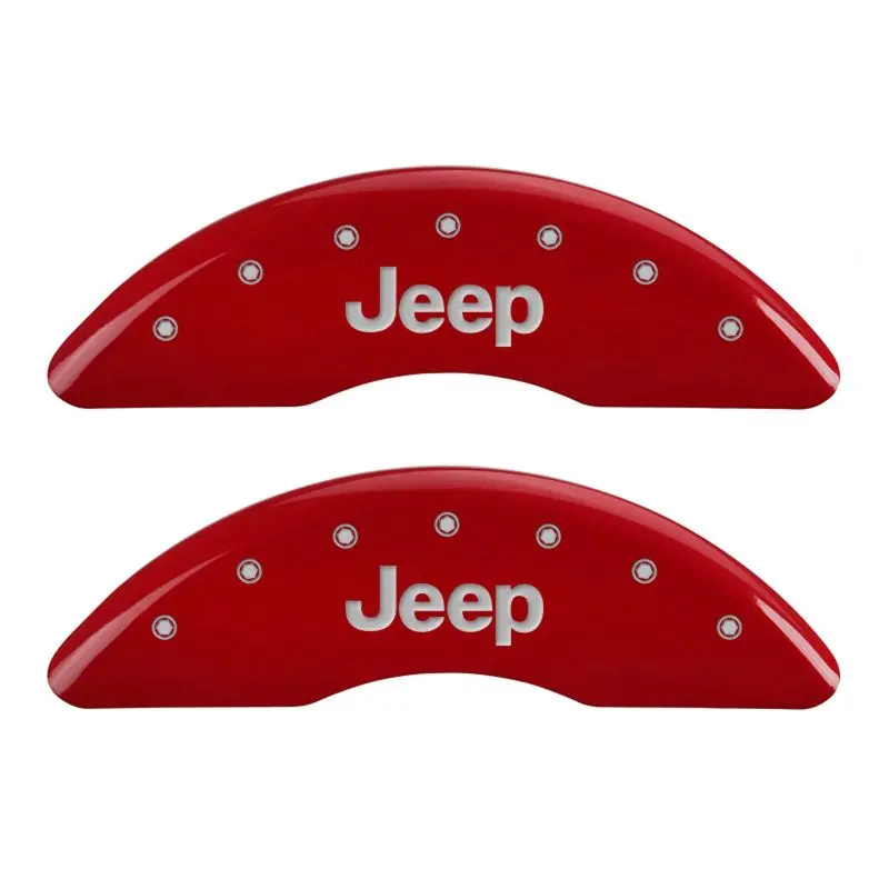 Mgp 4 Caliper Covers Engraved Front & Rear Jeep Red Finish Silver Ch 1