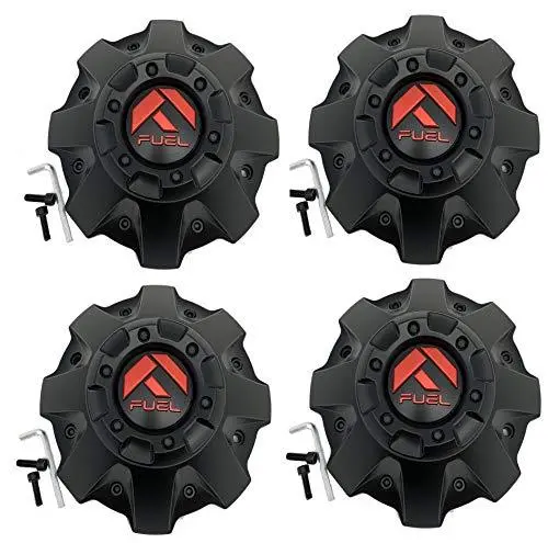 Fuel Matte Black With Red Emblem Wheel Center Cap Set Of Four (4) 1001-63Mbq With Screws And Installation Tools 1