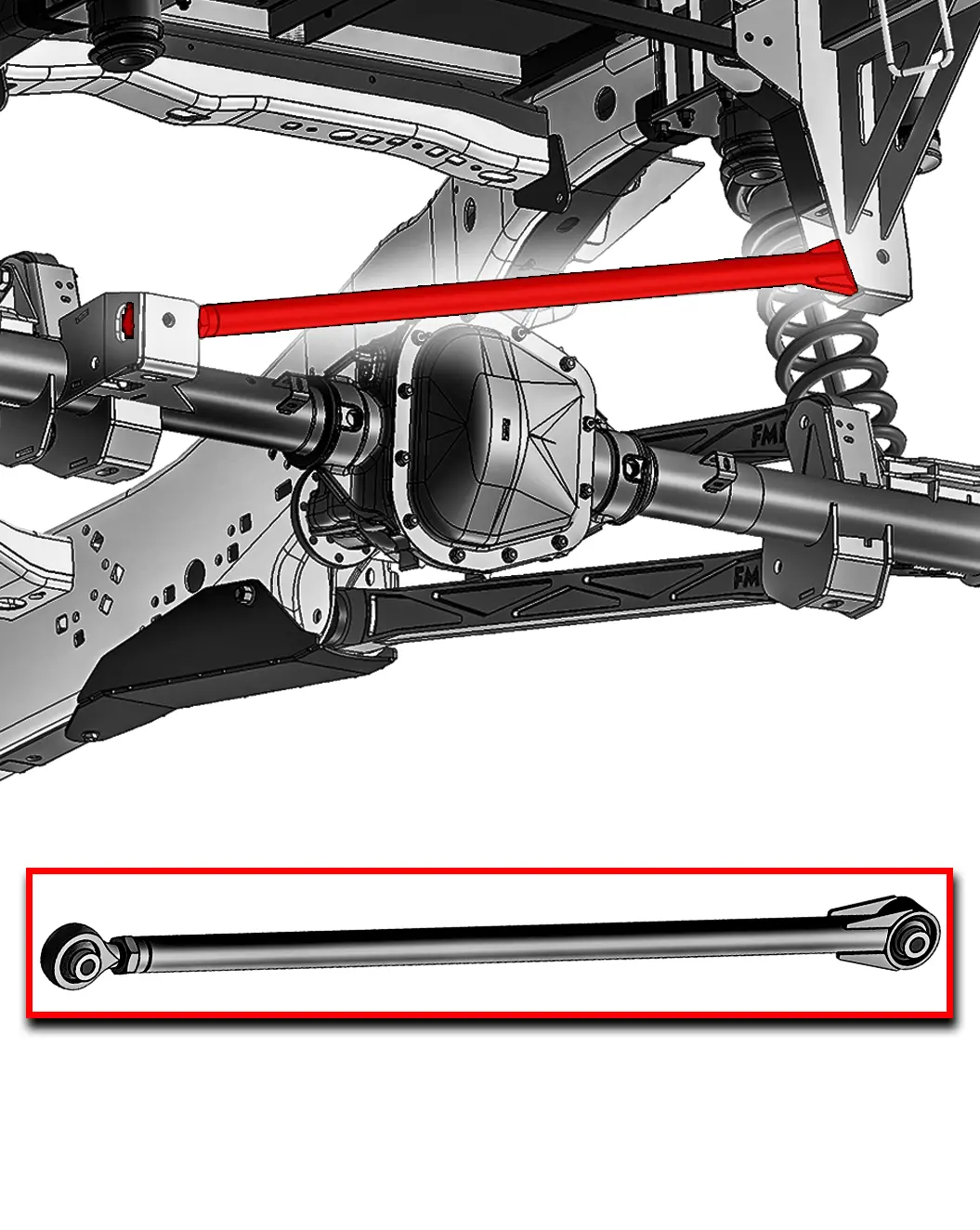 2021–2025 Gen 3 Raptor Adjustable 41.5" Panhard Bar (Heim Joint),Long Travel Suspension 1