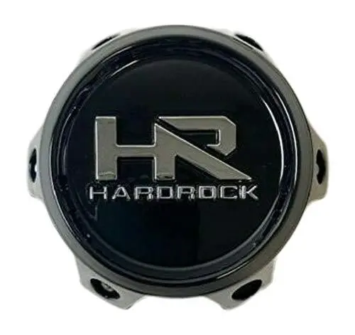 Hardrock Gloss Black With Chrome Logo 6 Lug Wheel Center Cap H561b H552b-Sg 1