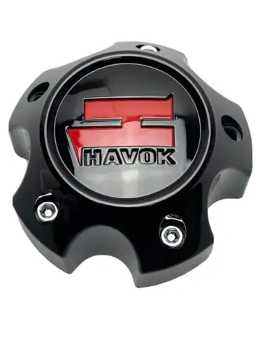 Havok Gloss Black Red Logo Wheel Center Cap Cbh05-2P Cbh05-B2p 1