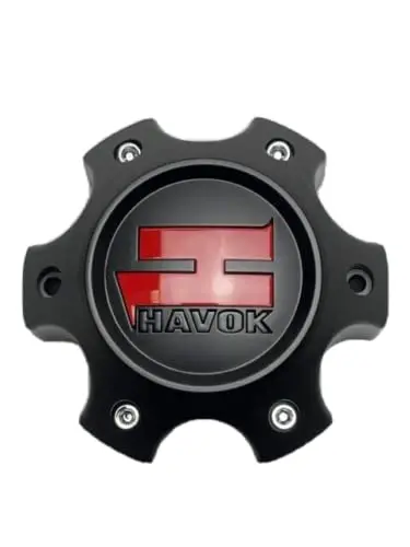 Havok Matte Black Red Logo Wheel Center Cap Cbh06-1P Cbh06-1P-1 1