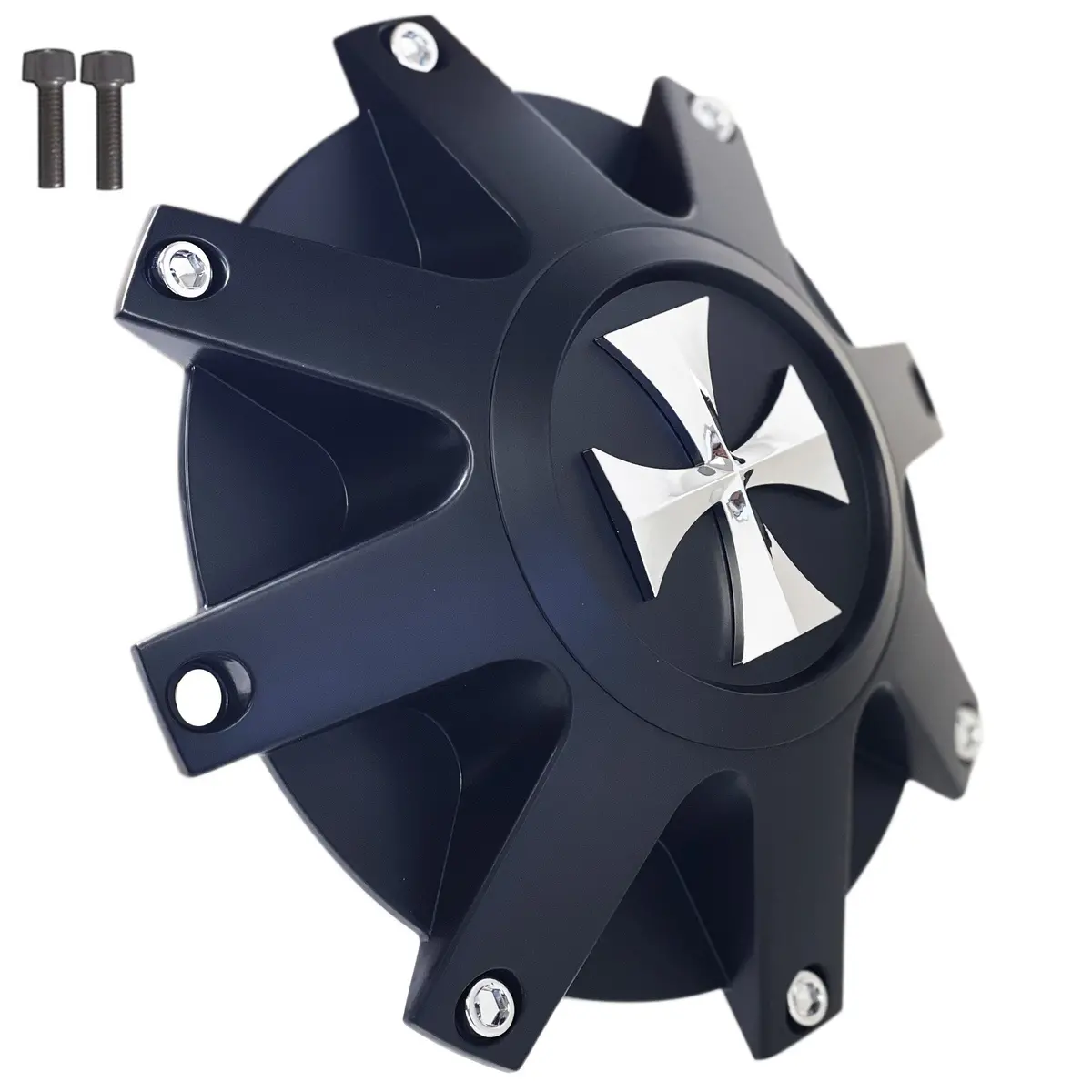Cali Off-Road Matte Black Wheel Rim Center Cap # C109101mb / Cross Logo (1 Cap) 1