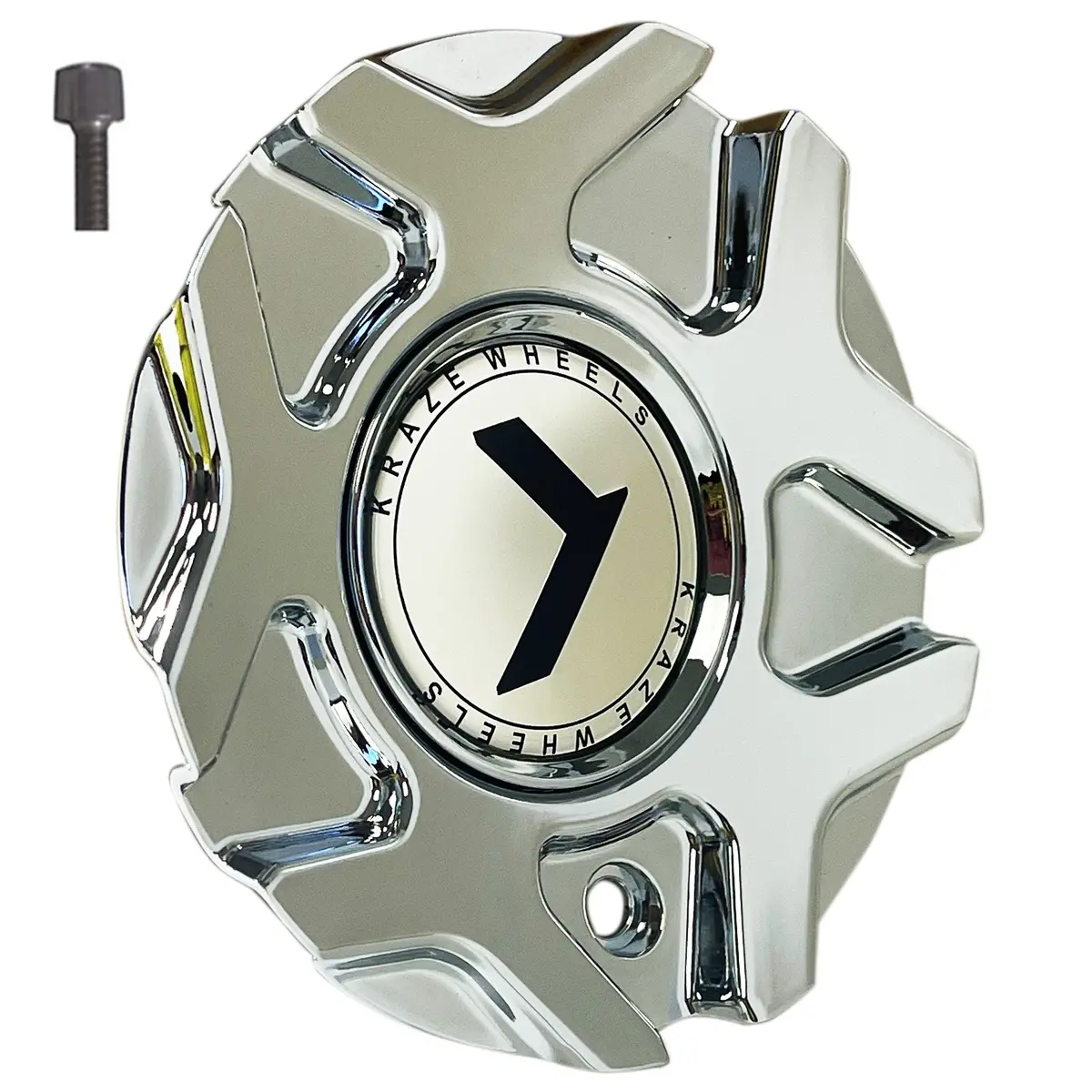 Kraze Wheel Rim Center Hub Cap Closed-End Bolt-On Chrome # C10676-C 6"Od / Kr157 (4 Caps) 1