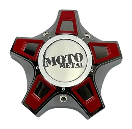 Moto Metal Wheels Cap M-952 Chrome Wheel Center Cap With Red Inserts 1