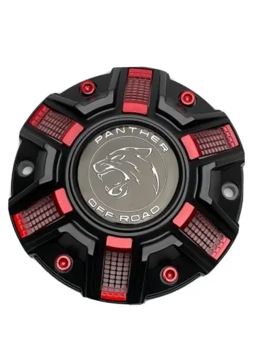 Panther Off-Road Matte Black And Red Wheel Center Cap Cap Or-D 1