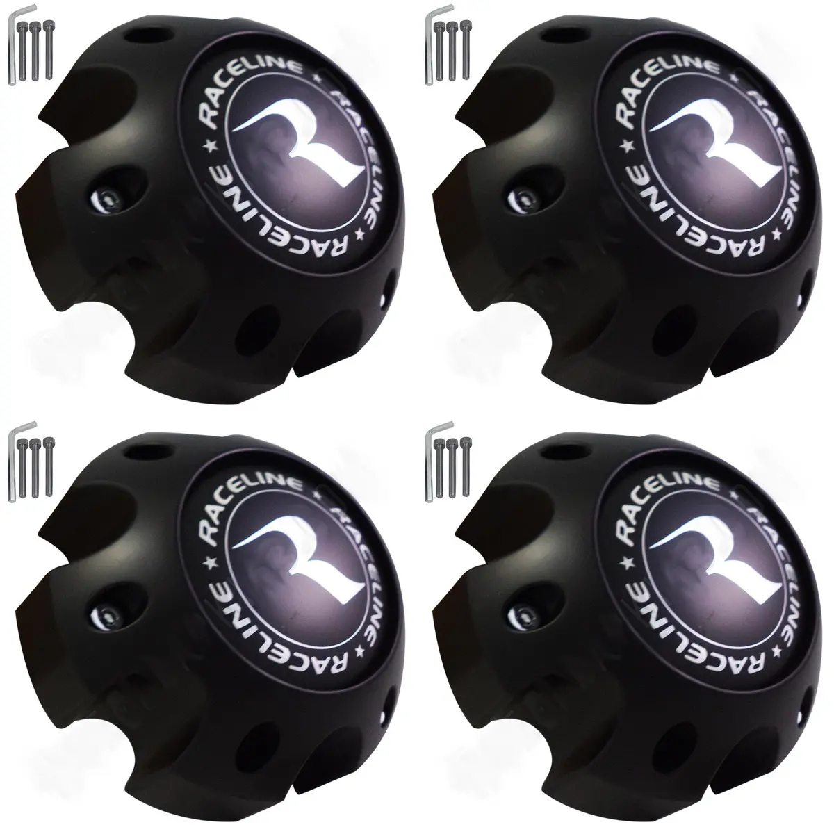 Raceline Wheels Flat Black Custom Wheel Center Caps # Pd-Capsx-P981-6H2 / 311163 (4 Caps) 6 Lug 2