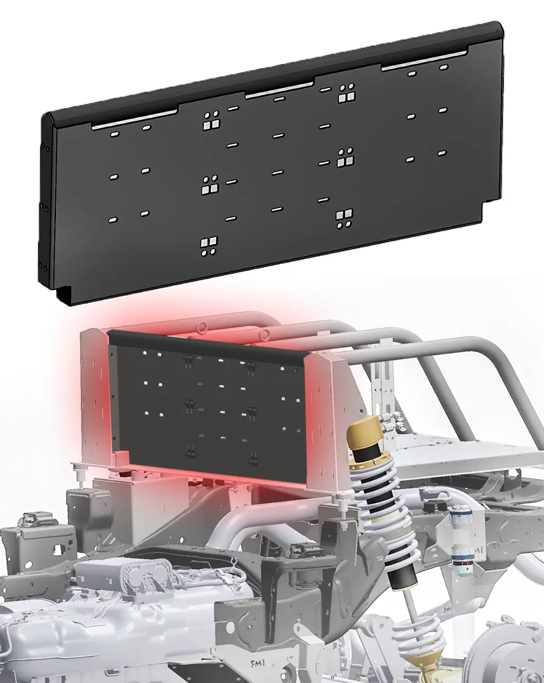2024+ Ranger Raptor - Modular Bed Organizer Back Wall For Thru The Bed Shock Mount - 3.0X14 Coil Over 1