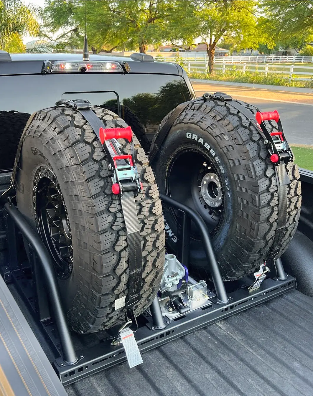 Raptor (2010-2024) Dual Tire Carrier Quick Release Modular Bed Organizer 1