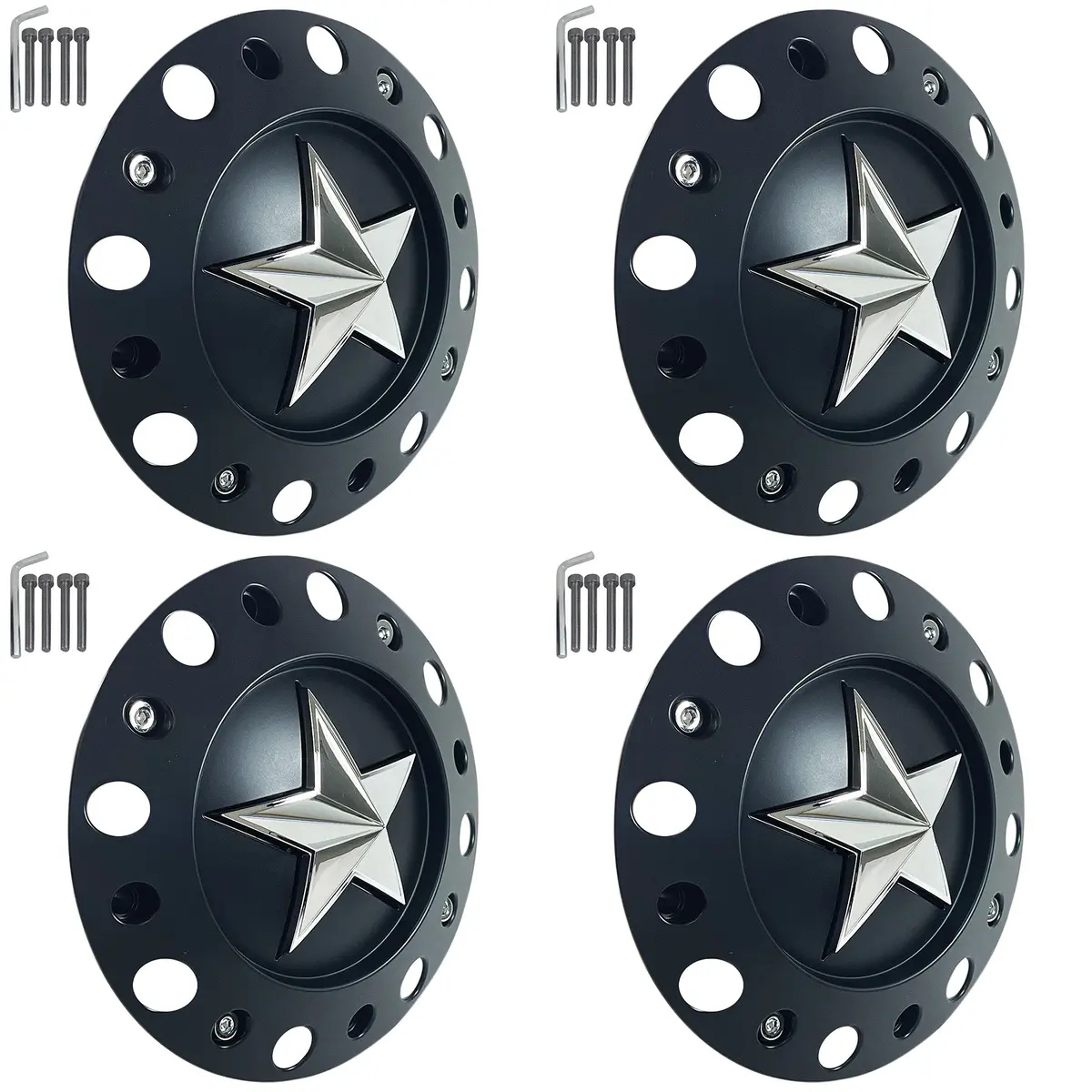 Kmc Xd 775 Rockstar Matte Black Wheel Center Hub Cap 8 3/8" Od 1001775B Short (4 Caps) 1