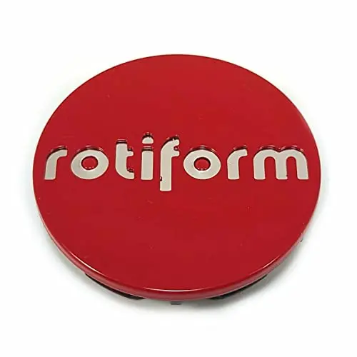 Rotiform Wheels 1003-40Rc Center Hub Cap Red 2.36 Inch Chrome Logo For 5-Lug 1
