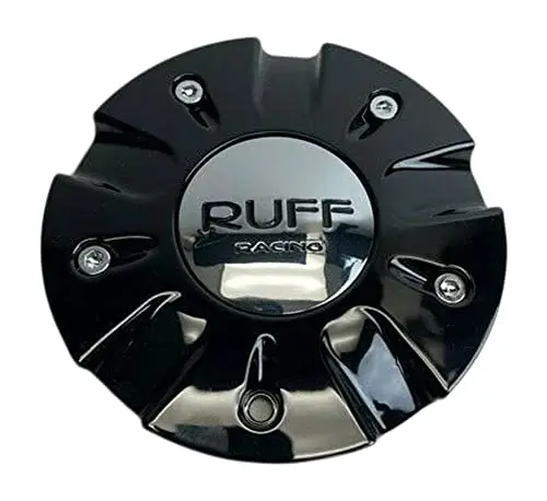 Ruff Racing Gloss Black And Chrome Logo Wheel Center Cap C5079-1-Cap-R935 1