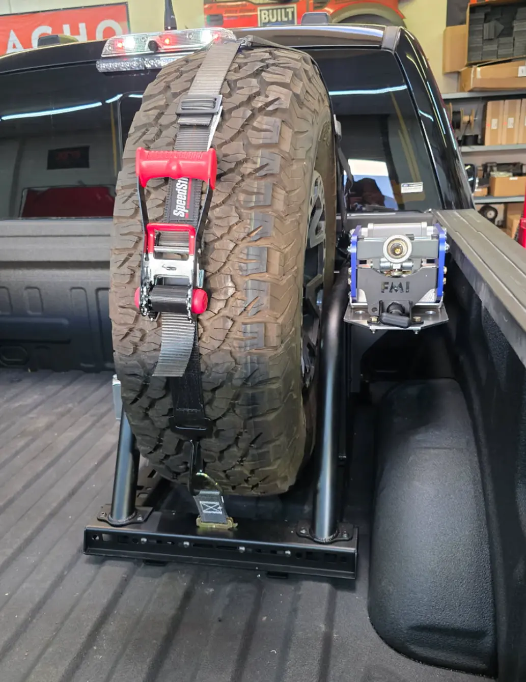 Single Tire Carrier Quick Release Modular Bed Organizer 1