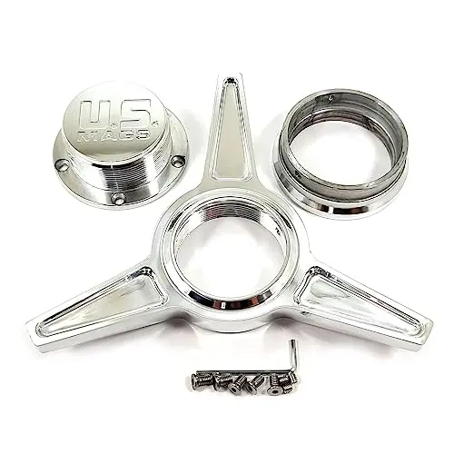Us Mags 1003-84-06H Chrome Center Cap 3 3/8 Od Bolt On Closed End 3 Wing Knock Off 1