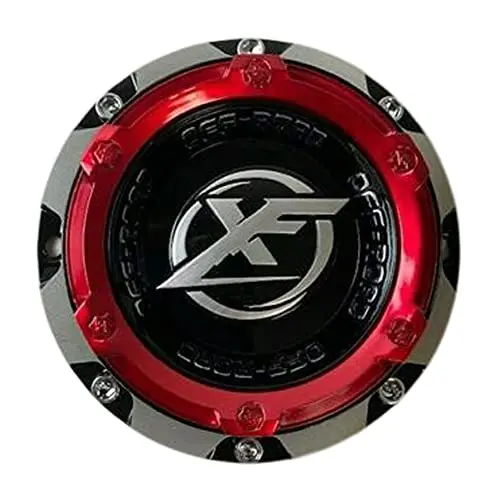 Xf Off-Road C-969-2 Gloss Black With Red Top Wheel Center Cap 1