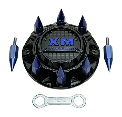 Xtreme Mudder Gloss Black Blue Spikes Wheel Center Cap A0101b 1