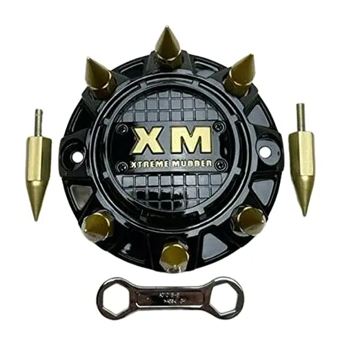 Xtreme Mudder Gloss Black Gold Spikes Wheel Center Cap A0101b 1