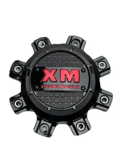 Xtreme Mudder Gloss Black Red Logo Wheel Center Cap 0211-8X180 1