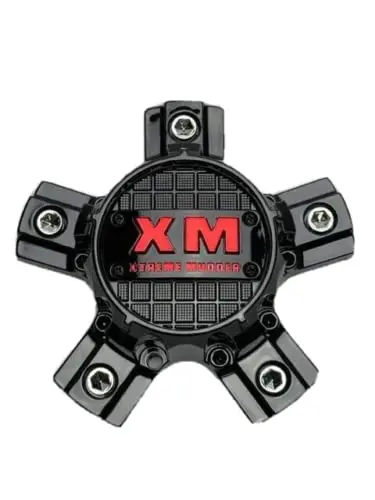Xtreme Mudder Gloss Black Red Logo Wheel Center Cap 0211A-127 1