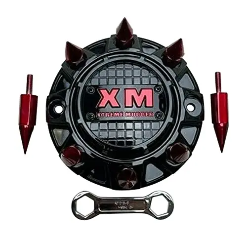 Xtreme Mudder Gloss Black Red Spikes Wheel Center Cap A0101b 1