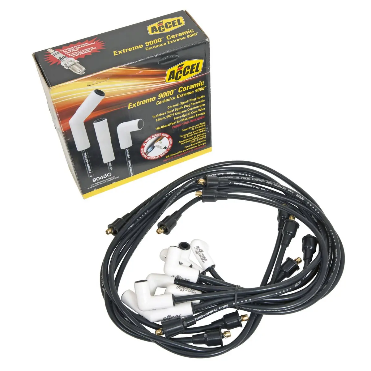 Accel Extreme 9000 Ceramic Spark Plug Wire Set – Low-Resistance, Heat-Resistant (9045C) 1