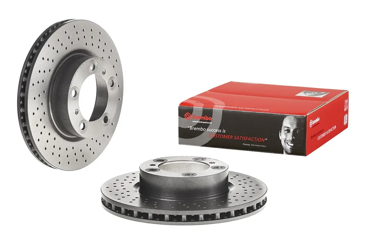 Brembo Uv-Coated Premium Brake Rotors – Drilled & Slotted, Oe+ Performance, 09D80511 1