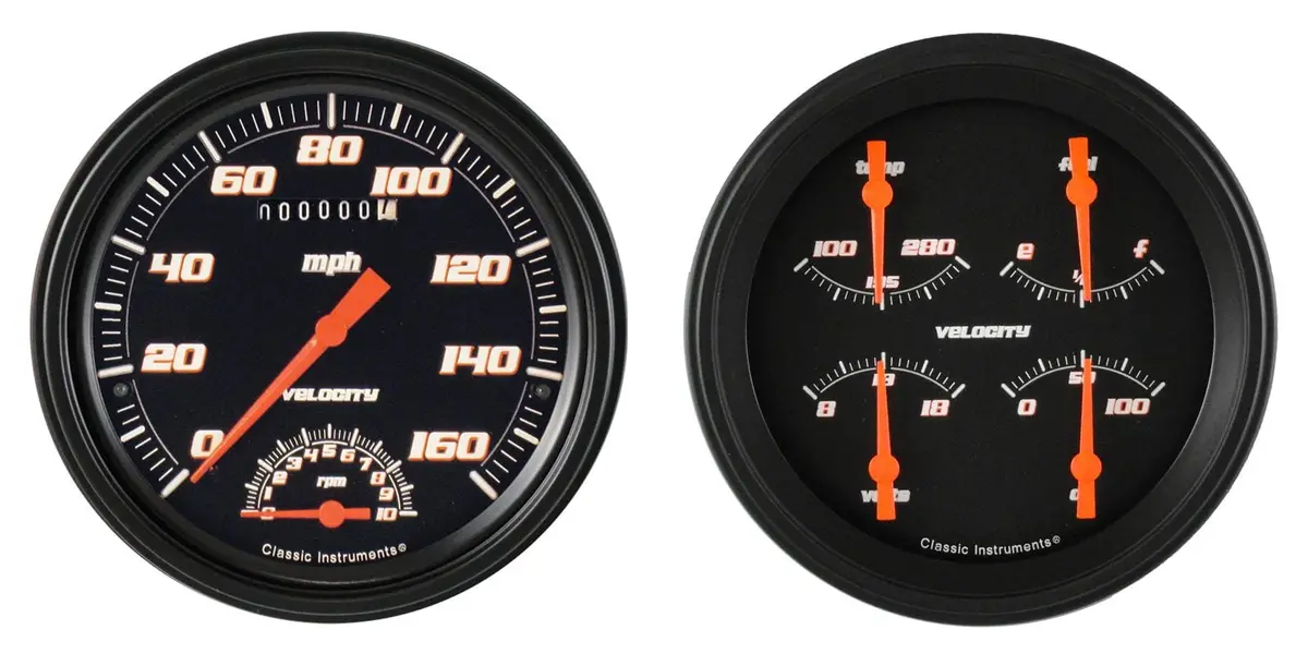 Velocity Series Analog Gauge Kit By Classic Instruments – Black Bezel, 2-Inch Diameter 1